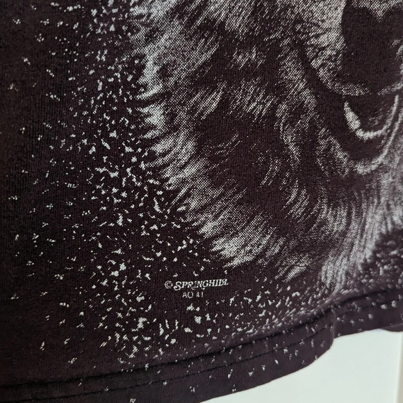 Vintage Native American Wolf All Over T-shirt Front and Back Design Maroon sz L - Picture 4 of 6